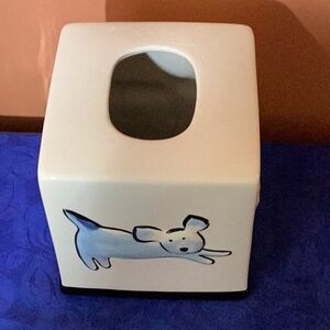 Jenny Faw 3D Ceramic Kleenex Holder with Dogs and Cats